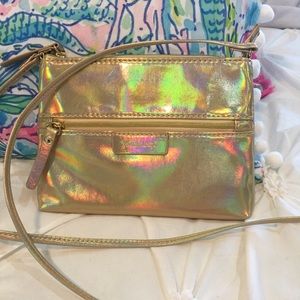 Lilly Pulitzer Gold Zip It ID Crossbody